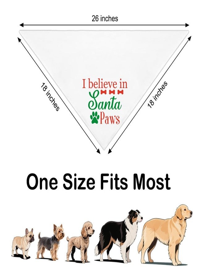 ZBBFSCSB I Believe in Santa Paws White Dog Bandana, Christmas Birthday Gifts for Dog Owner Lover, Cute Puppy Scarf Photo Shoot for Holiday Party, Christmas Costume for Festive Celebration - Image 2